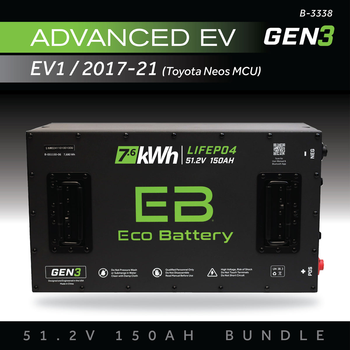 Eco Battery 51V 150AH Battery Bundle / Advanced EV EV1 / 2017-21 (Toyota Neos MCU)
