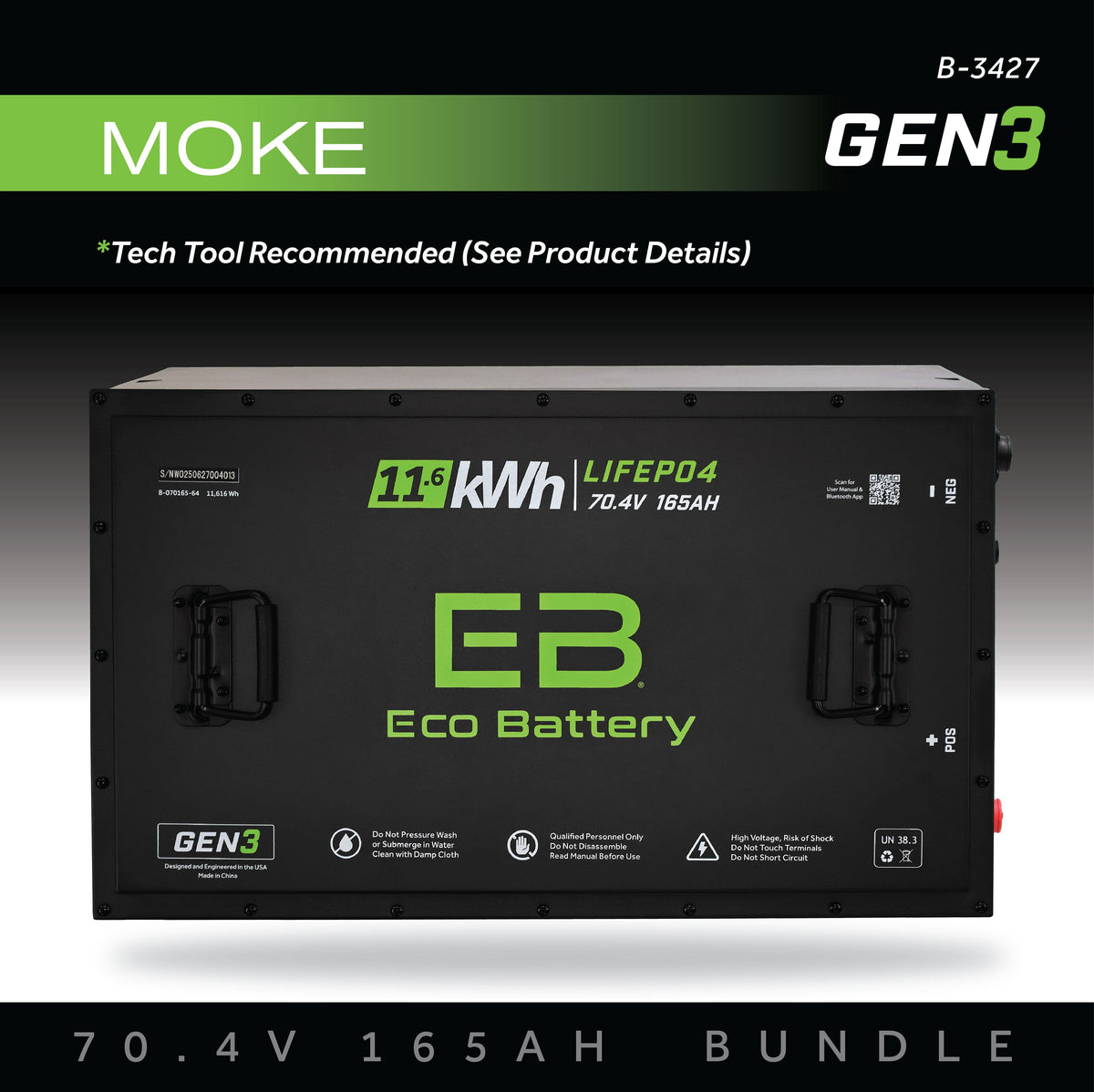 Eco Battery 70V 165AH Battery Bundle / Moke